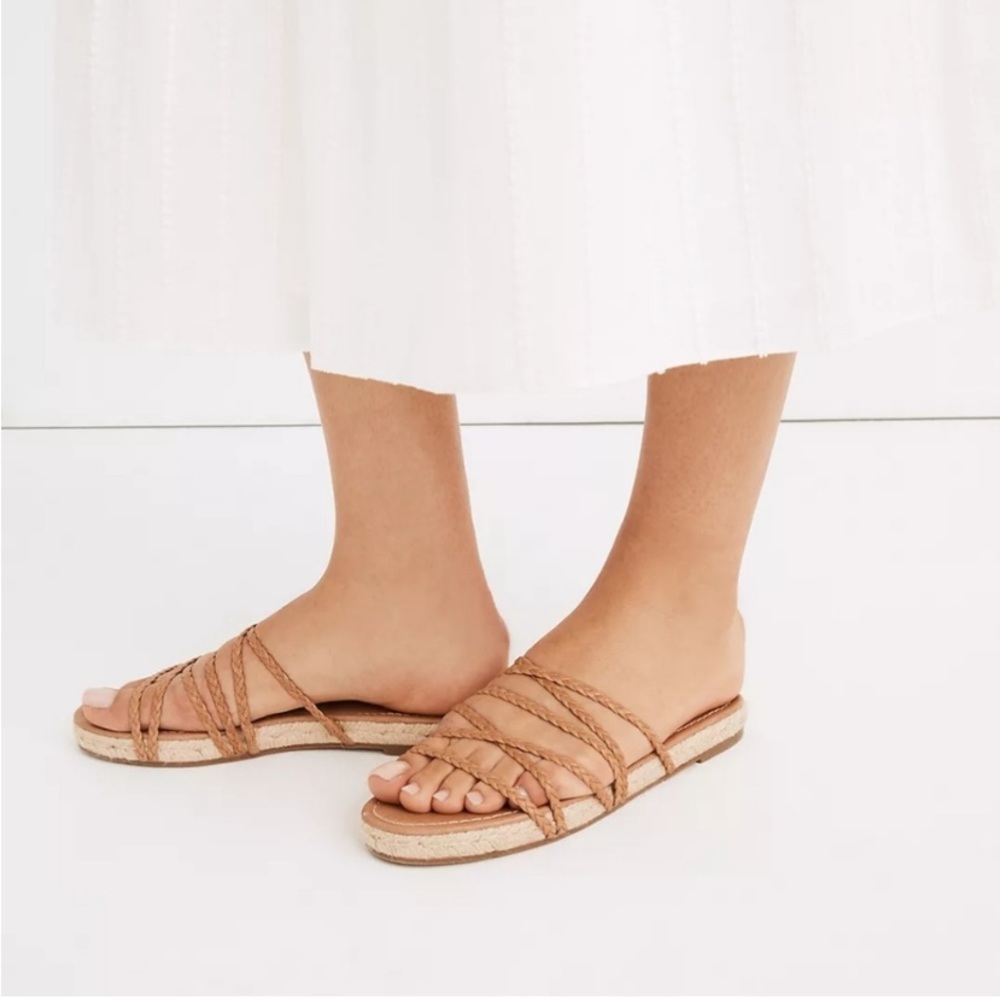 Madewell Kathryn Espadrille Slide Leather Brown Sandal 10